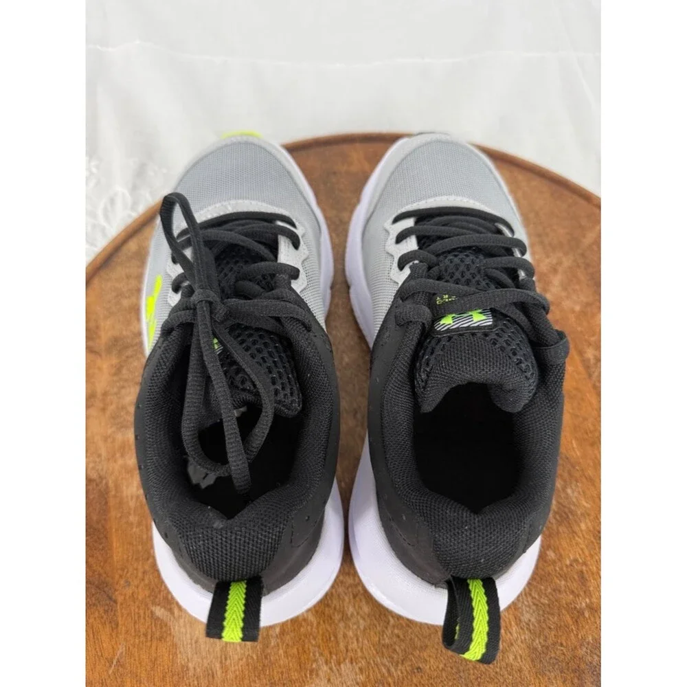 Under Armour Shoes Kids 3.5 Charged Assert 10 Black Gray Neon Sneakers